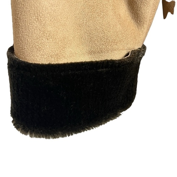 J.Jill Faux Suede Coat Women's Size Large Faux Fur Collar and Cuff Trim Tan - Picture 6 of 11
